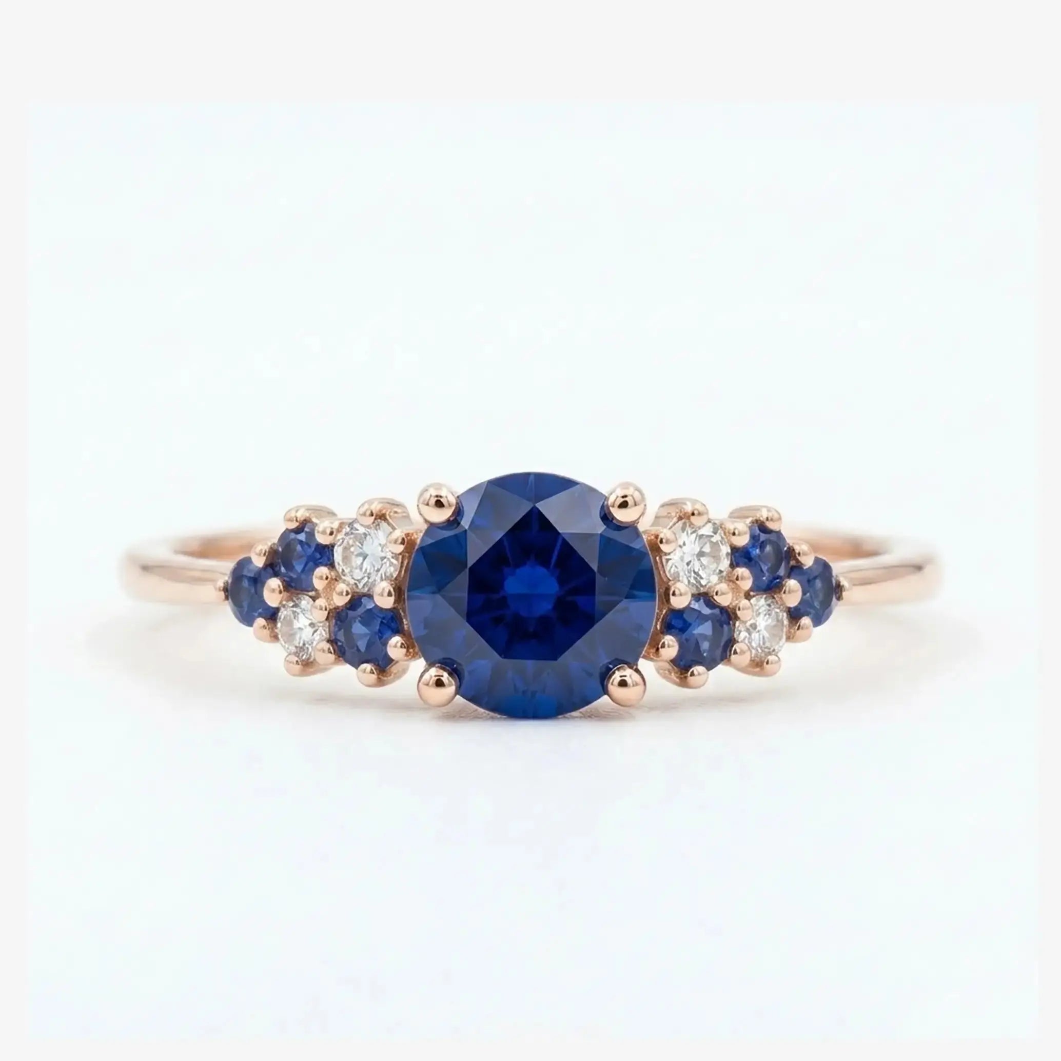 The Celestia • Round Blue Sapphire Cluster Ring Shop1104819436 Store