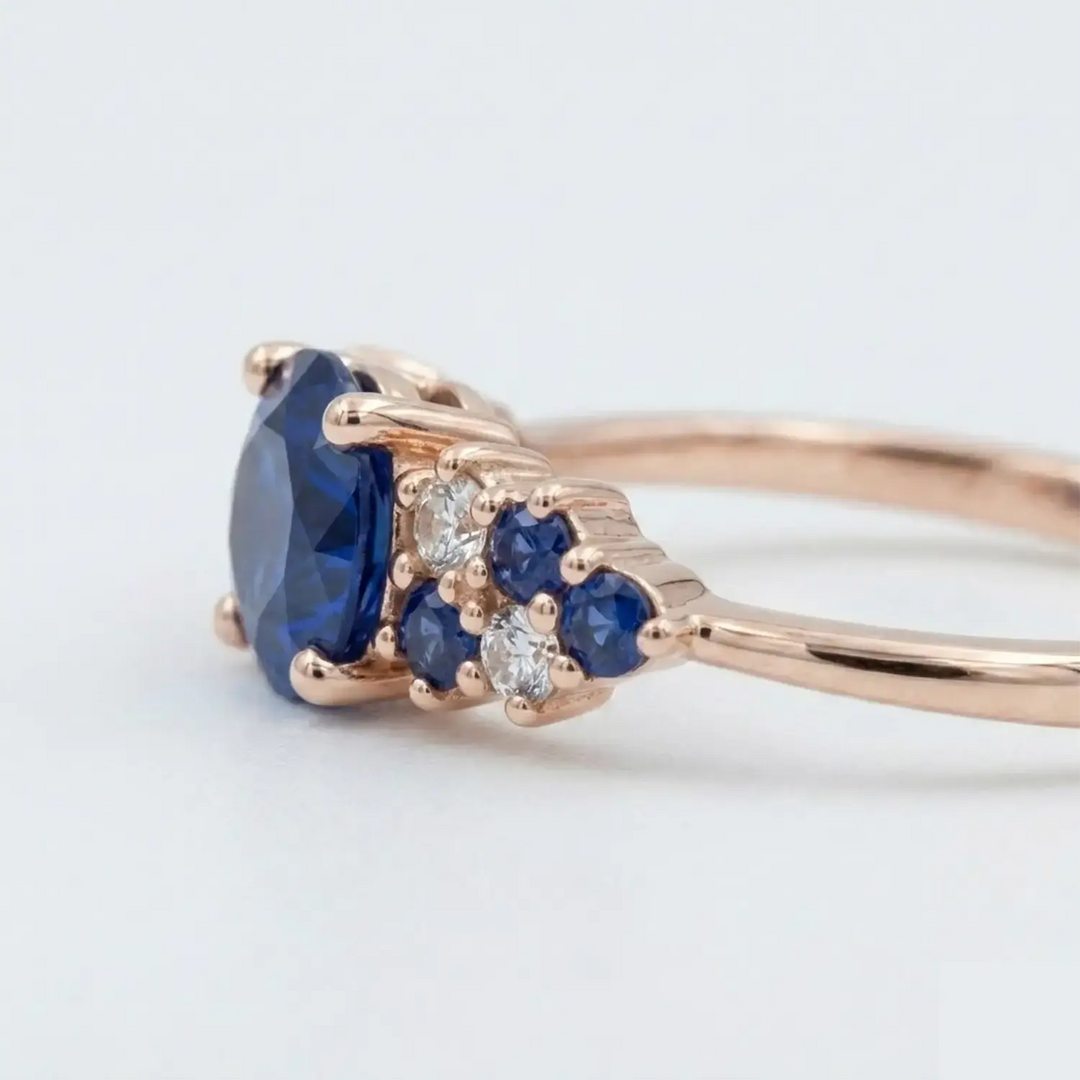 The Celestia • Round Blue Sapphire Cluster Ring Shop1104819436 Store