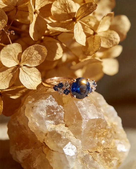 The Celestia • Round Blue Sapphire Cluster Ring Shop1104819436 Store