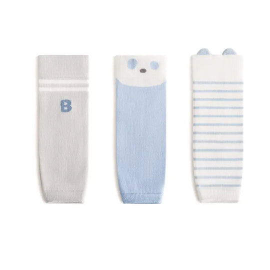 Winter and Autumn Baby Unisex Breathable Striped and Cartoon Knee Sleeves 23-27cm 3-Pair Set MyKids-USA