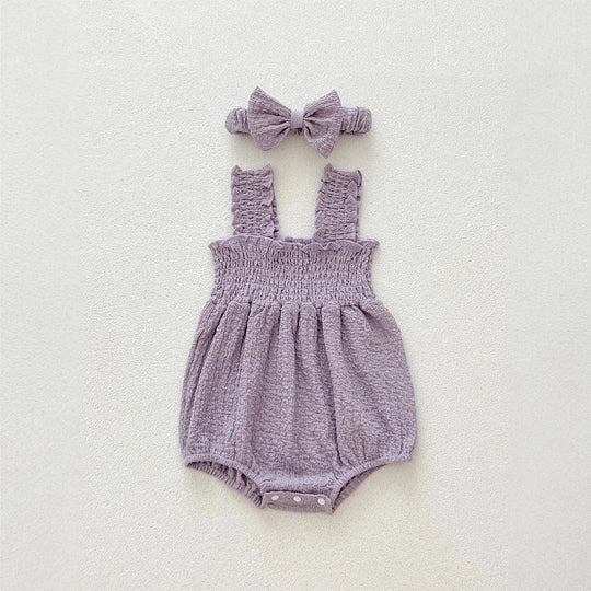 Summer Arrival Baby Girls Cute Pleated Sleeveless bodysuit with Straps MyKids-USA