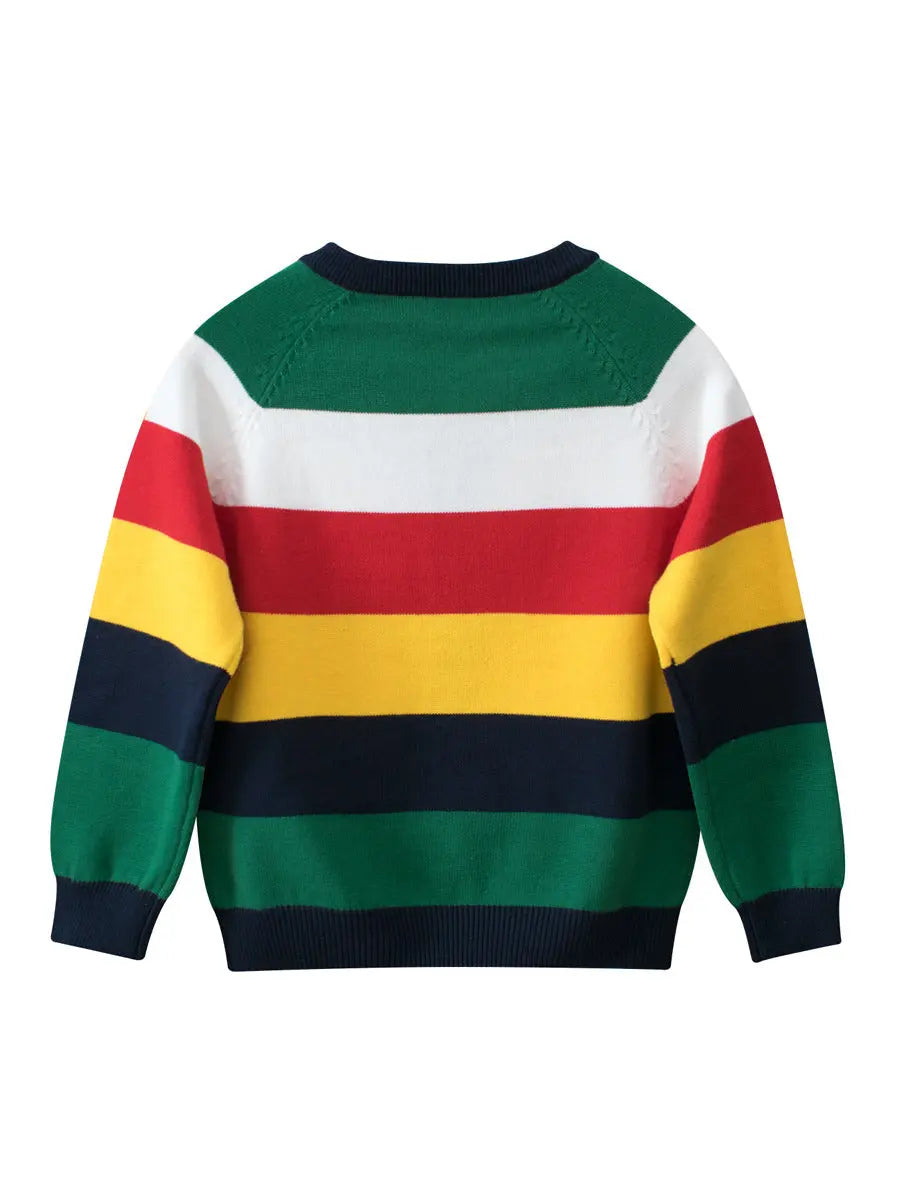 Cross-Border Children’s Rainbow Striped Knit Sweater Cardigan For Autumn/Winter – One-Piece Dispatch For Boys Cardigan MyKids-USA