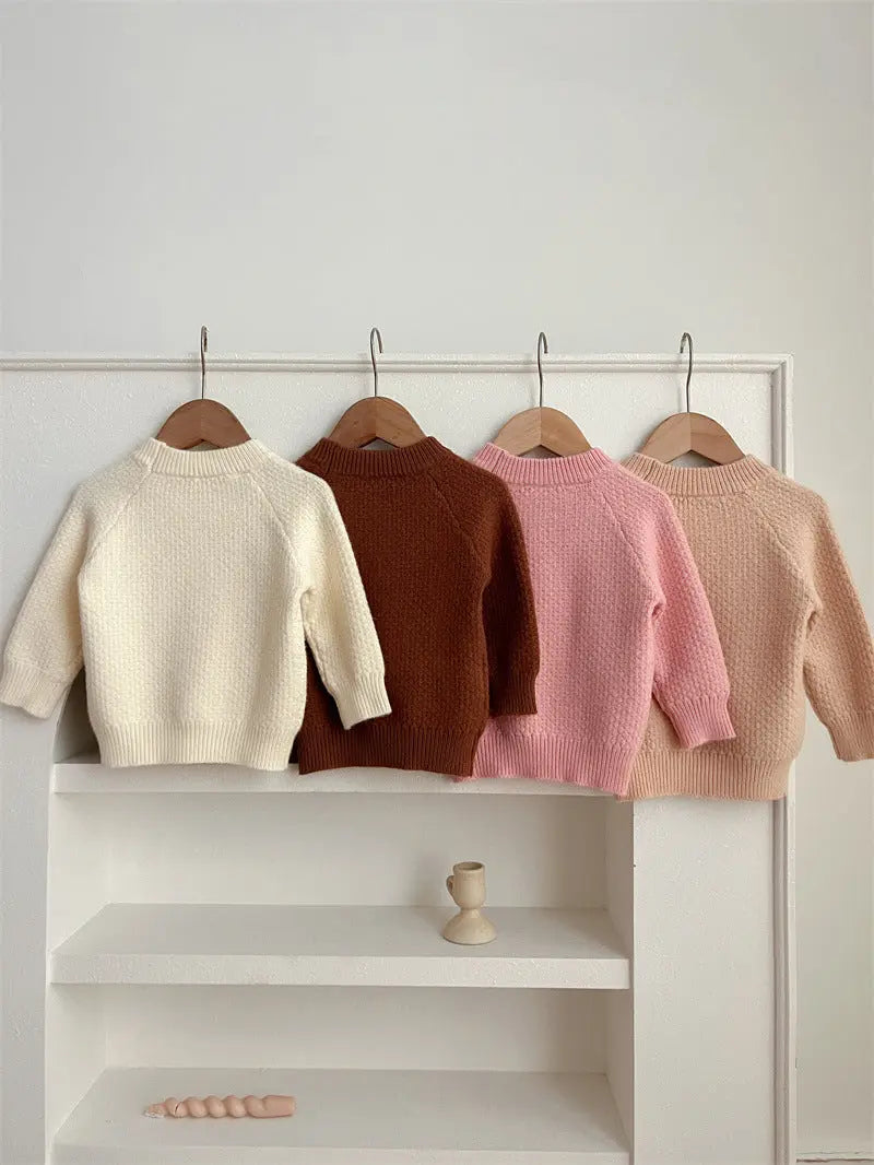 Baby Girl 4 Colors Solid Knitting Sweater Round Collar Pullover MyKids-USA