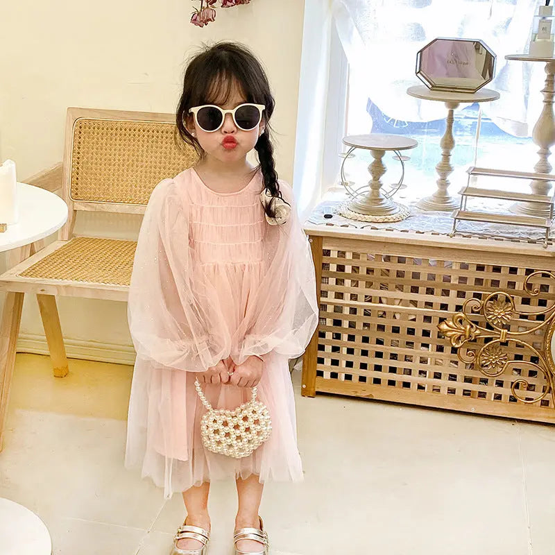 Stylish Cute Carry-On Girls’ Portable Beaded Beige Princess Crossbody Handbag MyKids-USA
