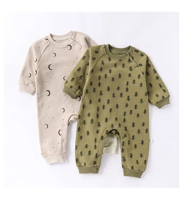 Autumn and Spring Arrival Baby Unisex Simple Pattern Long Sleeves Casual Rompers MyKids-USA