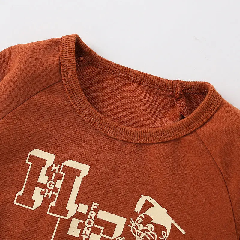 Baby Cartoon And Letters Print Pattern Loose Hoodie MyKids-USA