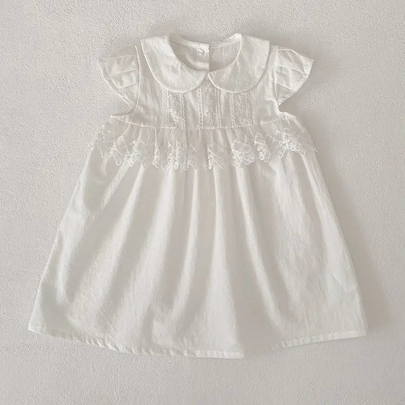Summer Girls Flowers Pattern Lace Trim Onesies and Dress – Princess Sister Matching Set MyKids-USA