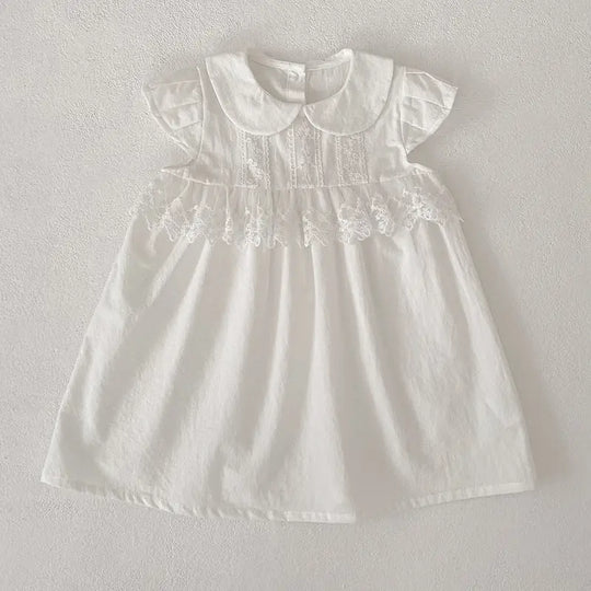 Summer Girls Flowers Pattern Lace Trim Onesies and Dress – Princess Sister Matching Set MyKids-USA