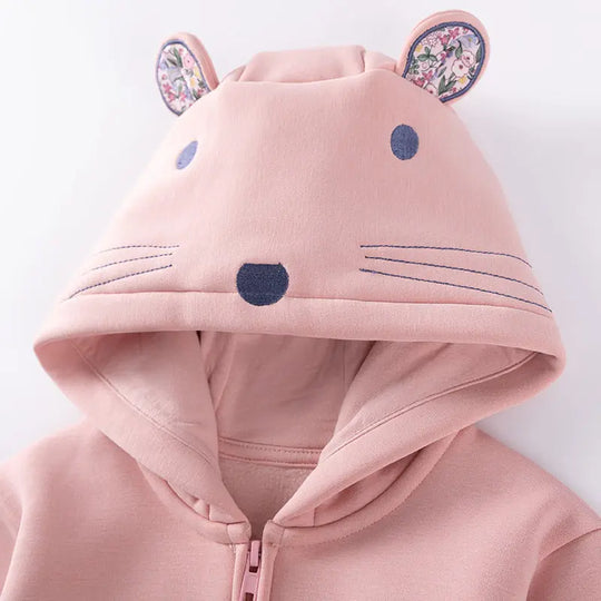 Winter and Autumn Girls Animals Cartoon Pattern Long Sleeves Zip-up Hooded Coat MyKids-USA