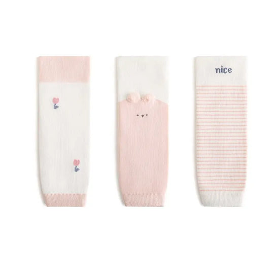 Winter and Autumn Baby Unisex Breathable Striped and Cartoon Knee Sleeves 23-27cm 3-Pair Set MyKids-USA