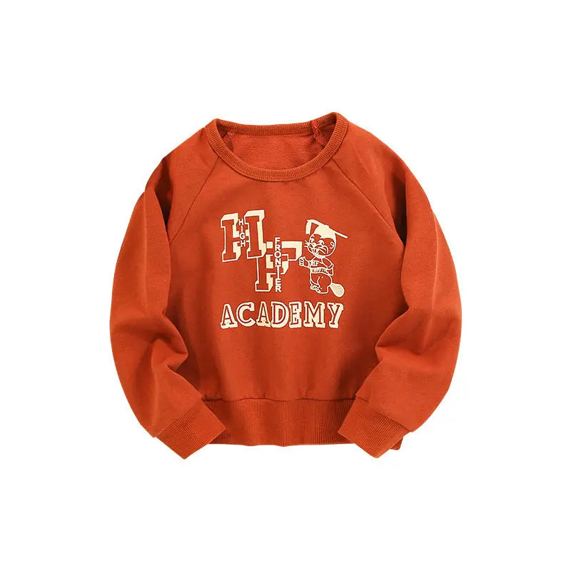 Baby Cartoon And Letters Print Pattern Loose Hoodie MyKids-USA