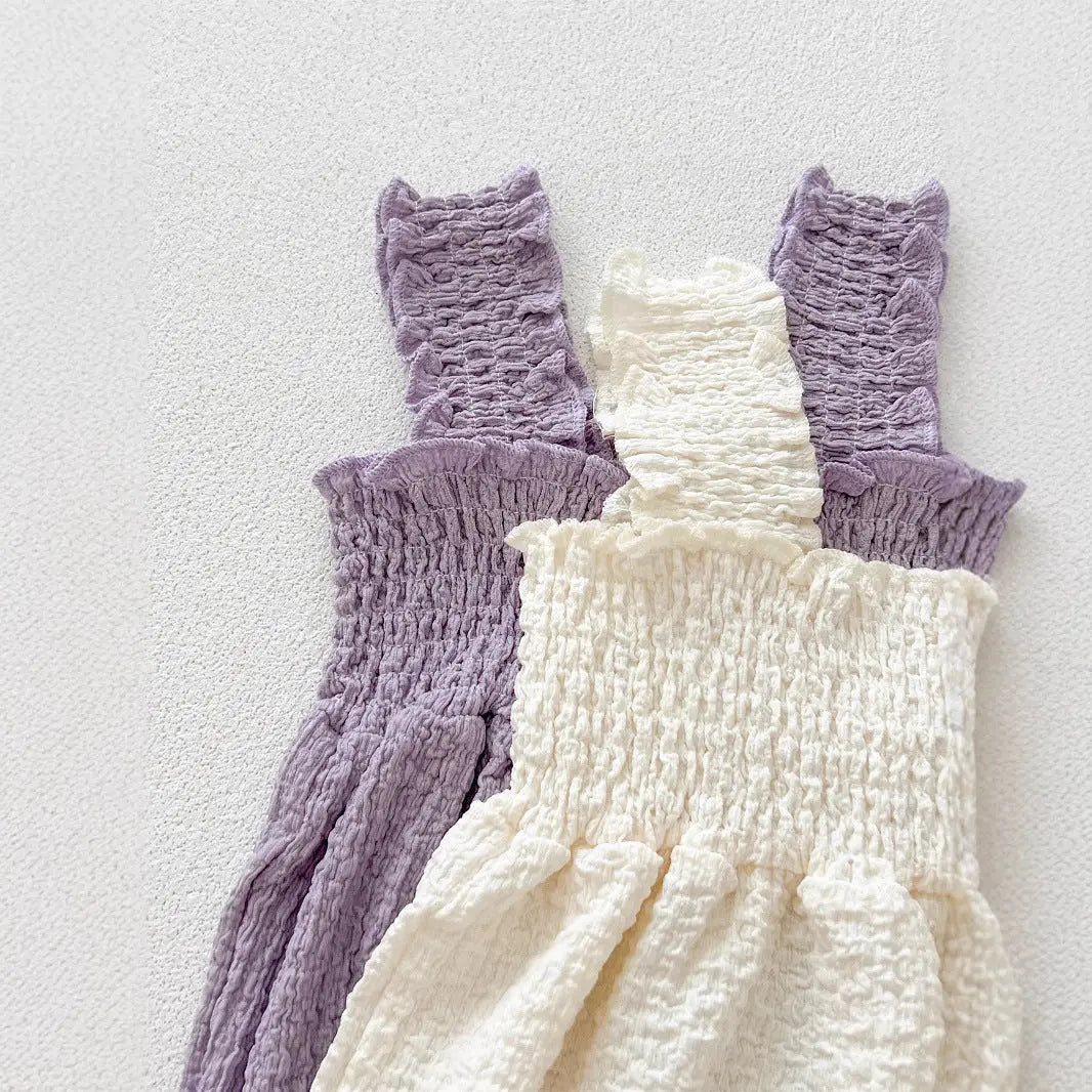 Summer Arrival Baby Girls Cute Pleated Sleeveless bodysuit with Straps MyKids-USA