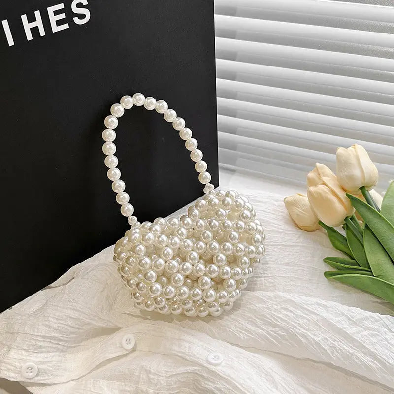 Stylish Cute Carry-On Girls’ Portable Beaded Beige Princess Crossbody Handbag MyKids-USA