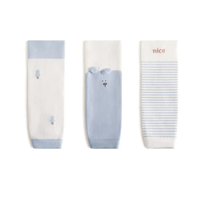 Winter and Autumn Baby Unisex Breathable Striped and Cartoon Knee Sleeves 23-27cm 3-Pair Set MyKids-USA