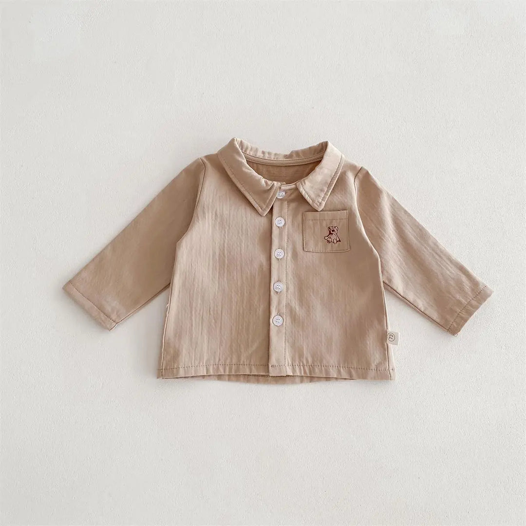 Spring Baby Kids Unisex Plain Long Sleeves Base Shirt And Overalls Clothing Set MyKids-USA