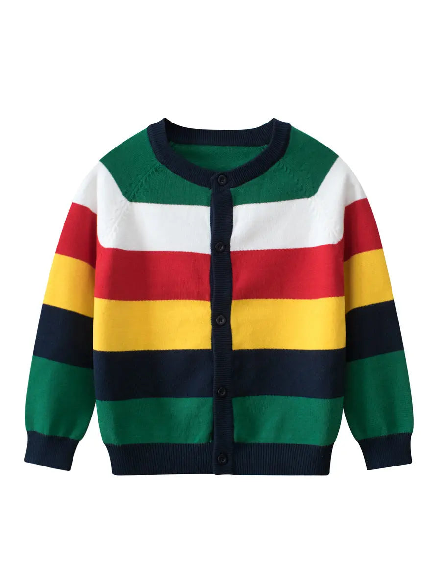 Cross-Border Children’s Rainbow Striped Knit Sweater Cardigan For Autumn/Winter – One-Piece Dispatch For Boys Cardigan MyKids-USA
