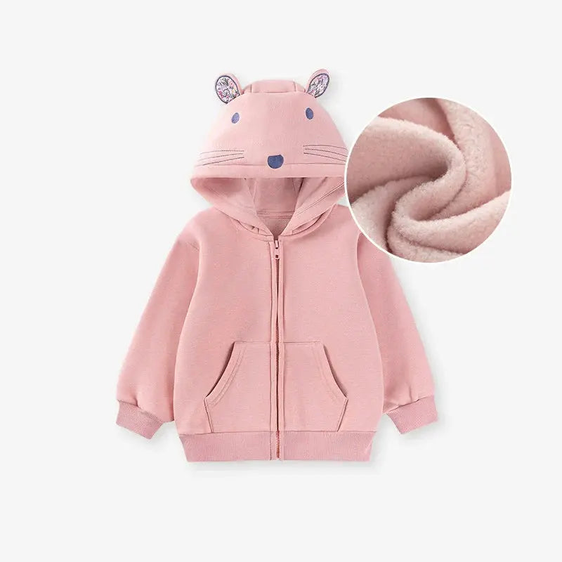 Winter and Autumn Girls Animals Cartoon Pattern Long Sleeves Zip-up Hooded Coat MyKids-USA