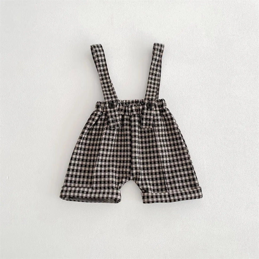 Spring Baby Kids Unisex Plain Long Sleeves Base Shirt And Overalls Clothing Set MyKids-USA