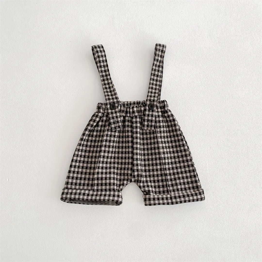 Spring Baby Kids Unisex Plain Long Sleeves Base Shirt And Overalls Clothing Set MyKids-USA