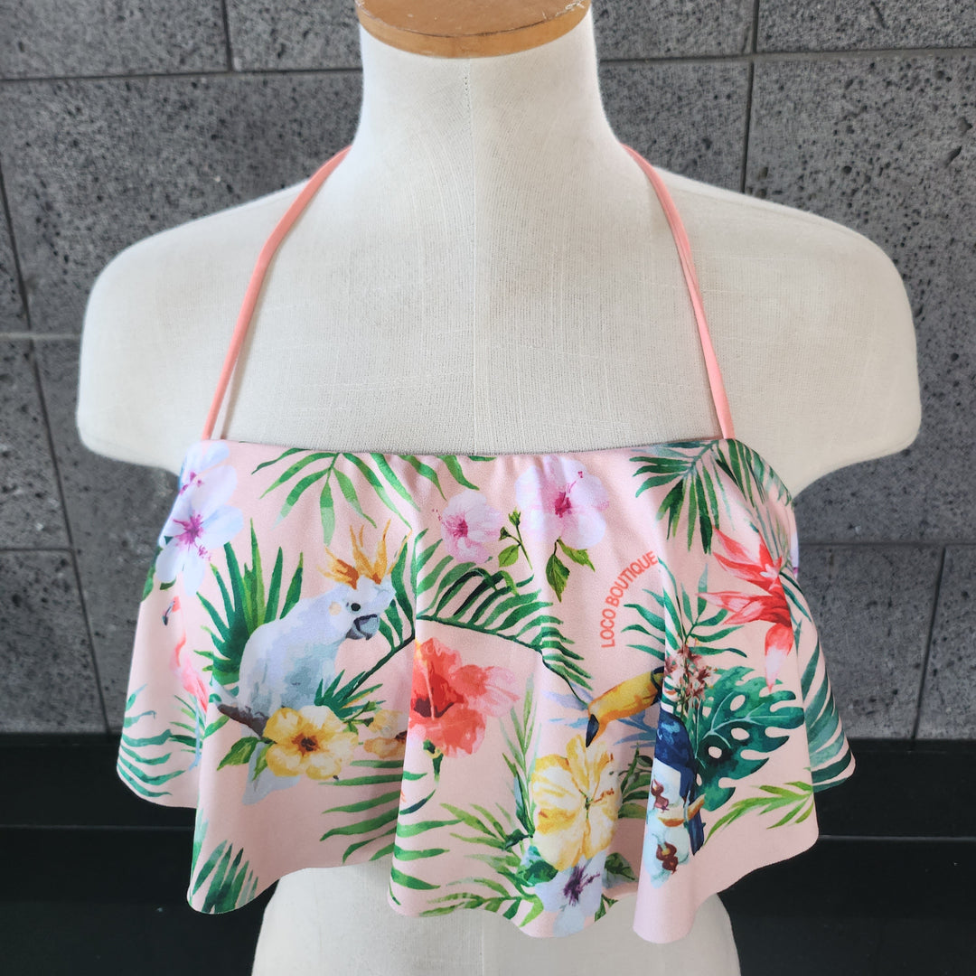 Loco Boutique Tropical Bird Long Flounce Bandeau Loco Boutique