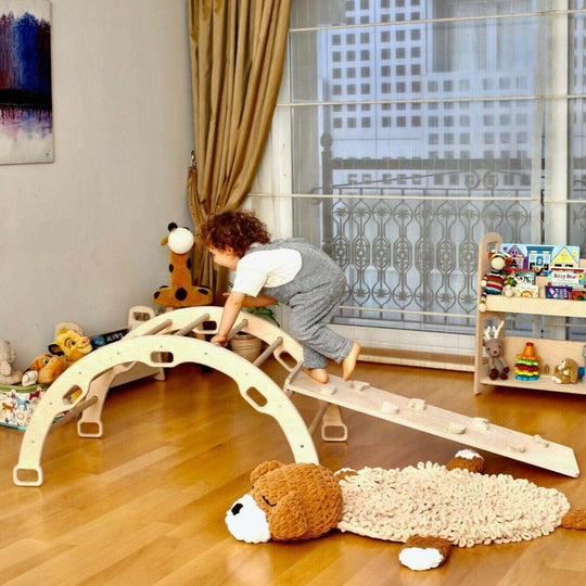 Climbing Arch with Rockwall Ramp and Star Pillow Set | Montessori Toys Set Kidodido
