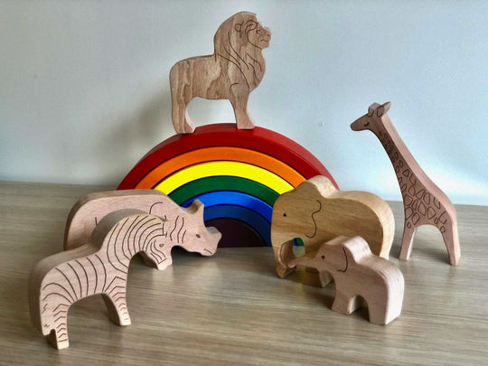 Wooden Safari Animals Set Kidodido